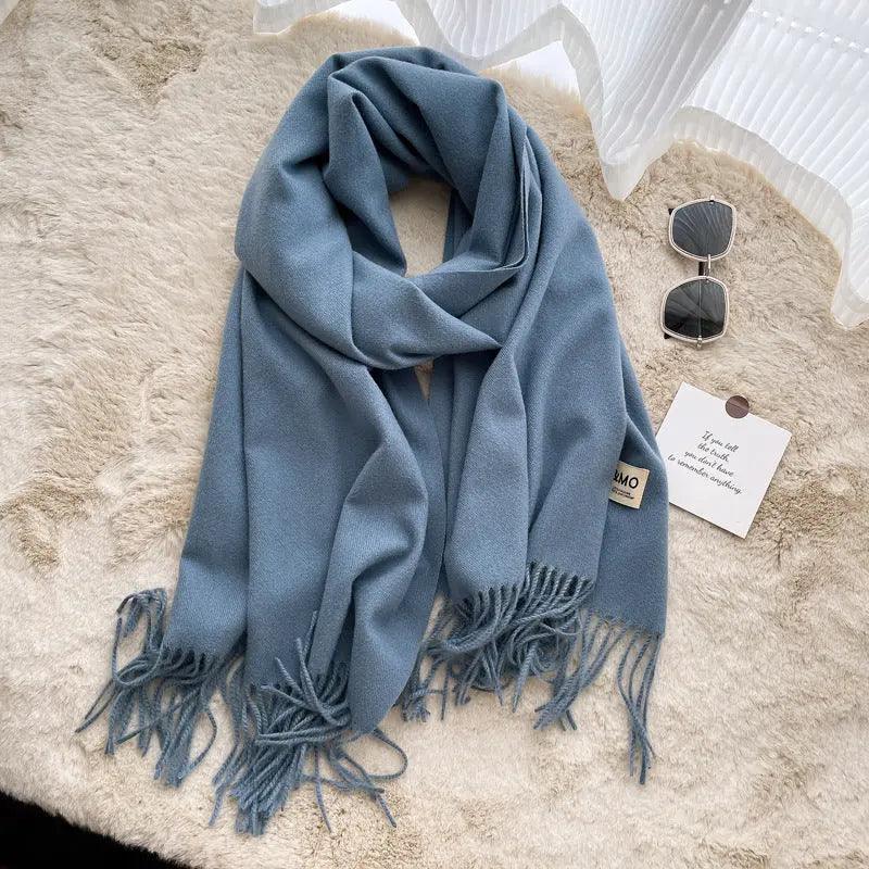MAC049 Imitation Cashmere Solid Color Basic Tassel Scarf - SJB-DIAMOND ELITES