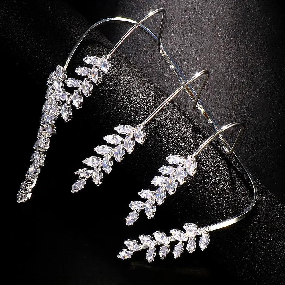 MAC053 Stonefans Zircon Cuff Hand Palm Bangle Leaf Bracelet - SJB-DIAMOND ELITES