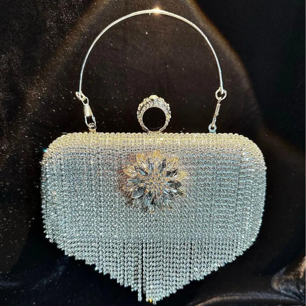 MAC056 Tassel Evening Clutch Bag Luxury Rhinestones Party Prom Purse Handbag With Detachable Chain - SJB-DIAMOND ELITES