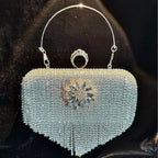 MAC056 Tassel Evening Clutch Bag Luxury Rhinestones Party Prom Purse Handbag With Detachable Chain - SJB-DIAMOND ELITES