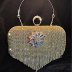 MAC056 Tassel Evening Clutch Bag Luxury Rhinestones Party Prom Purse Handbag With Detachable Chain - SJB-DIAMOND ELITES