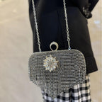 MAC056 Tassel Evening Clutch Bag Luxury Rhinestones Party Prom Purse Handbag With Detachable Chain - SJB-DIAMOND ELITES