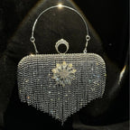 MAC056 Tassel Evening Clutch Bag Luxury Rhinestones Party Prom Purse Handbag With Detachable Chain - SJB-DIAMOND ELITES