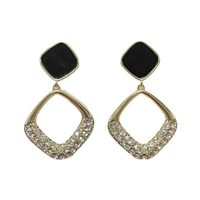 MAC099 version square geometric diamond earrings - SJB-DIAMOND ELITES