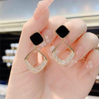 MAC099 version square geometric diamond earrings - SJB-DIAMOND ELITES