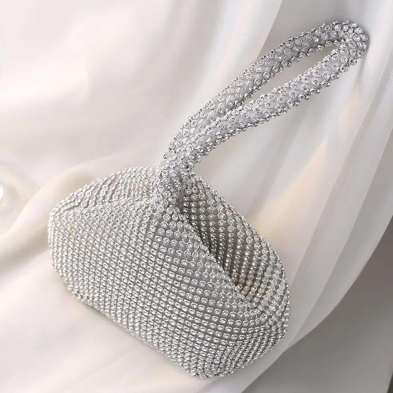 MAC057 Handbag Rhinestones Heart Shape Shiny Handmade Small Evening Bag - SJB-DIAMOND ELITES