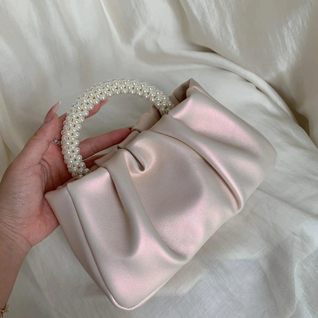MAC062 Soft Leather Pearl Clutch Evening Bags - SJB-DIAMOND ELITES