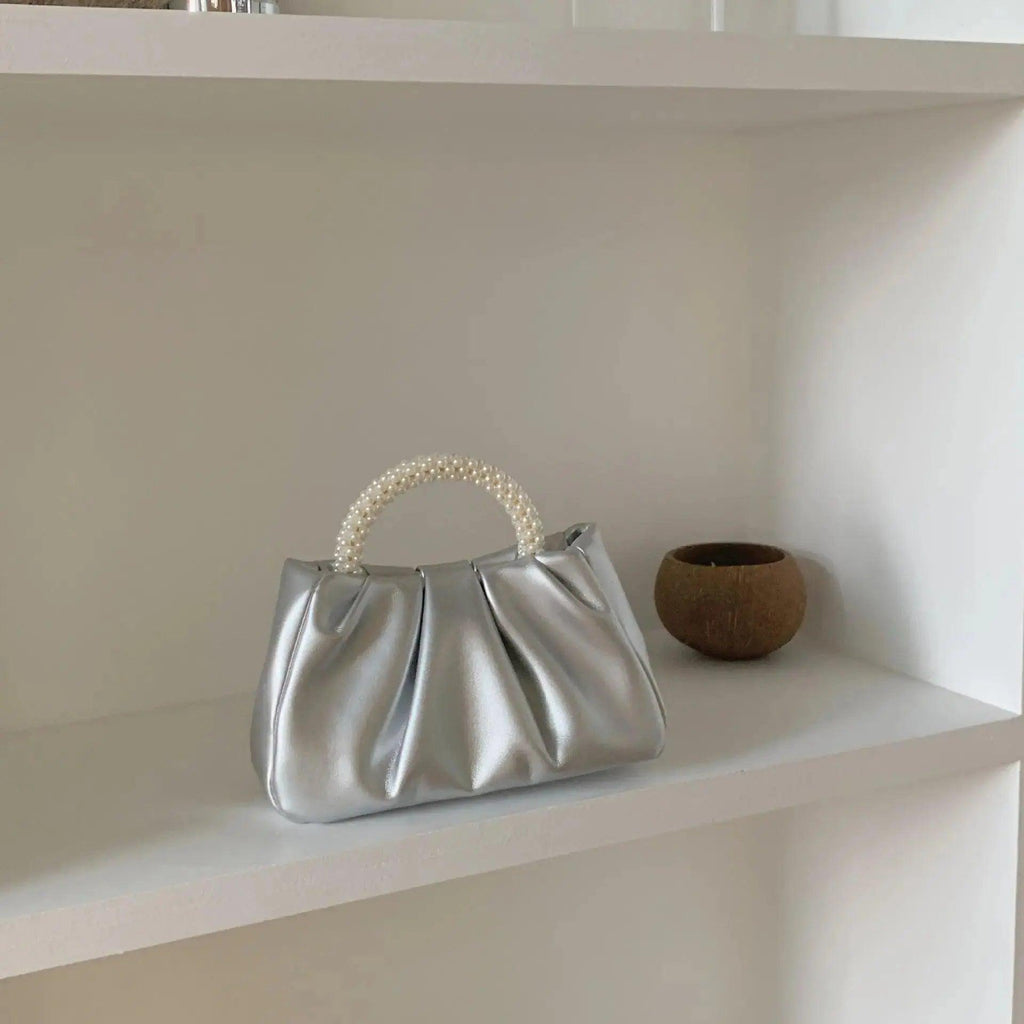 MAC062 Soft Leather Pearl Clutch Evening Bags - SJB-DIAMOND ELITES