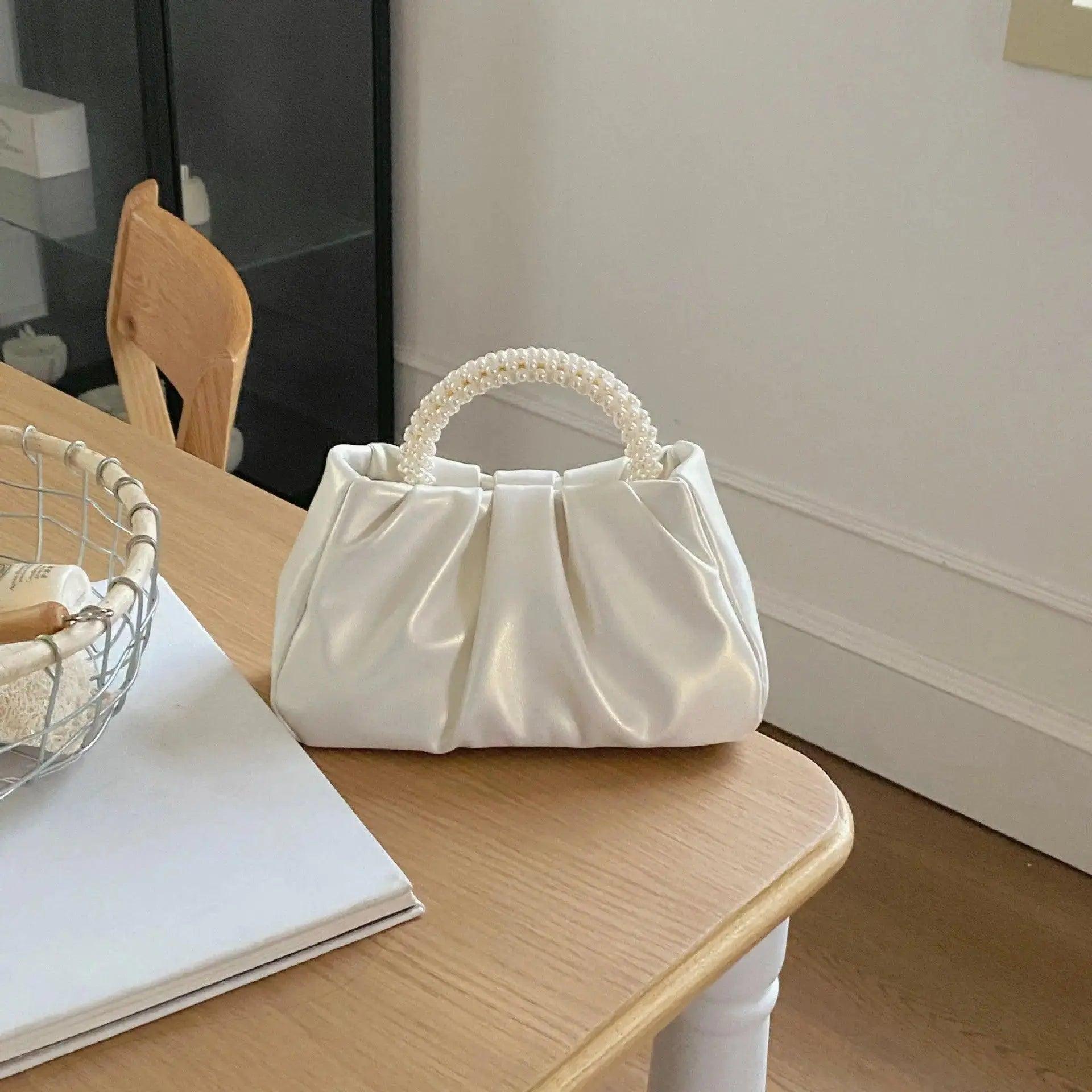 MAC062 Soft Leather Pearl Clutch Evening Bags - SJB-DIAMOND ELITES