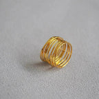 MAC067 Metallic Gold Zircon Ring 3-Piece Set - SJB-DIAMOND ELITES