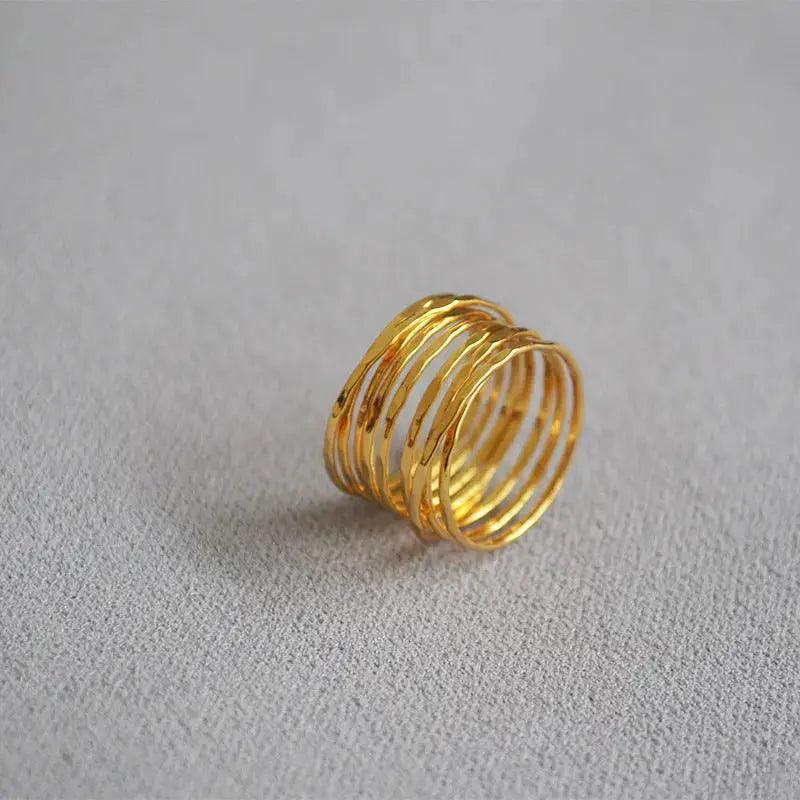 MAC067 Metallic Gold Zircon Ring 3-Piece Set - SJB-DIAMOND ELITES