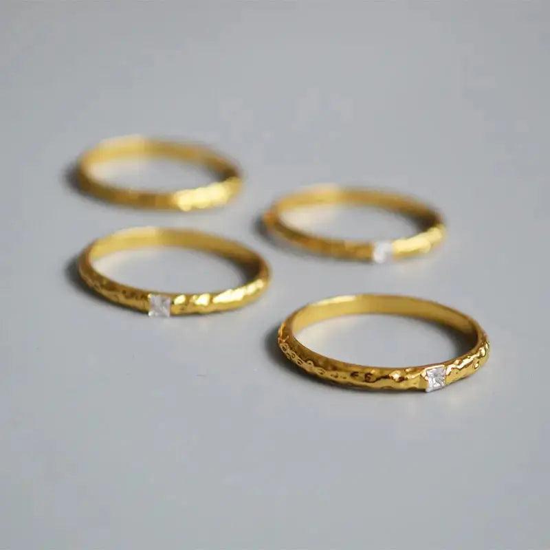 MAC067 Metallic Gold Zircon Ring 3-Piece Set - SJB-DIAMOND ELITES