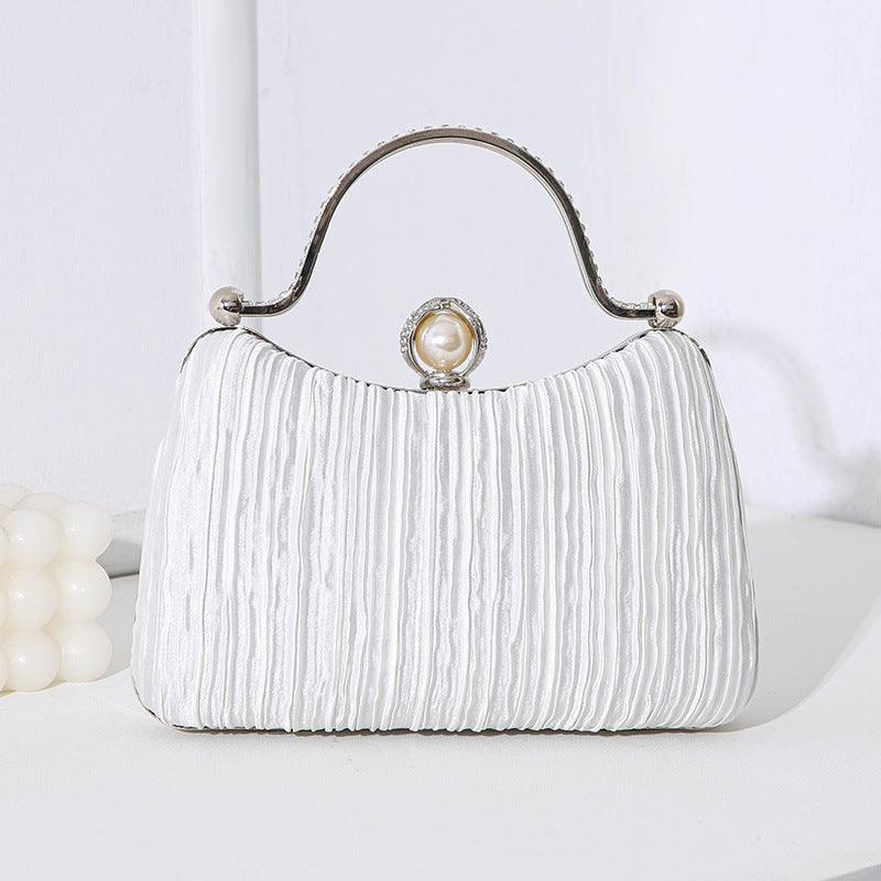 MAC071 Pearl Bag Banquet Bag Pleated Diamond Encrusted Handbag - SJB-DIAMOND ELITES