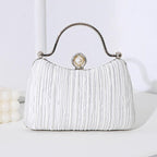 MAC071 Pearl Bag Banquet Bag Pleated Diamond Encrusted Handbag - SJB-DIAMOND ELITES
