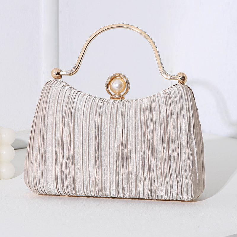 MAC071 Pearl Bag Banquet Bag Pleated Diamond Encrusted Handbag - SJB-DIAMOND ELITES