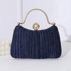 MAC071 Pearl Bag Banquet Bag Pleated Diamond Encrusted Handbag - SJB-DIAMOND ELITES