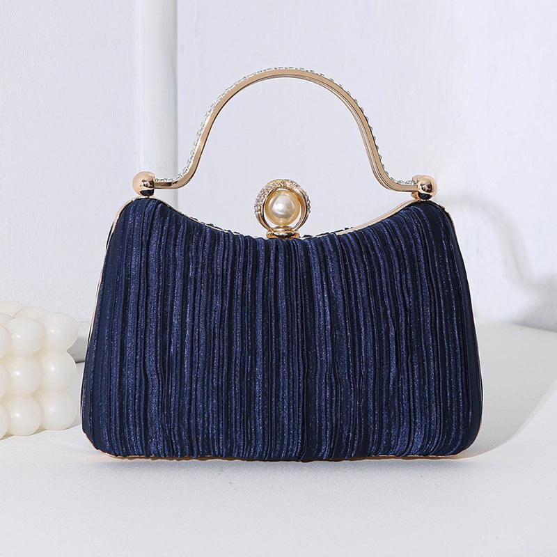 MAC071 Pearl Bag Banquet Bag Pleated Diamond Encrusted Handbag - SJB-DIAMOND ELITES