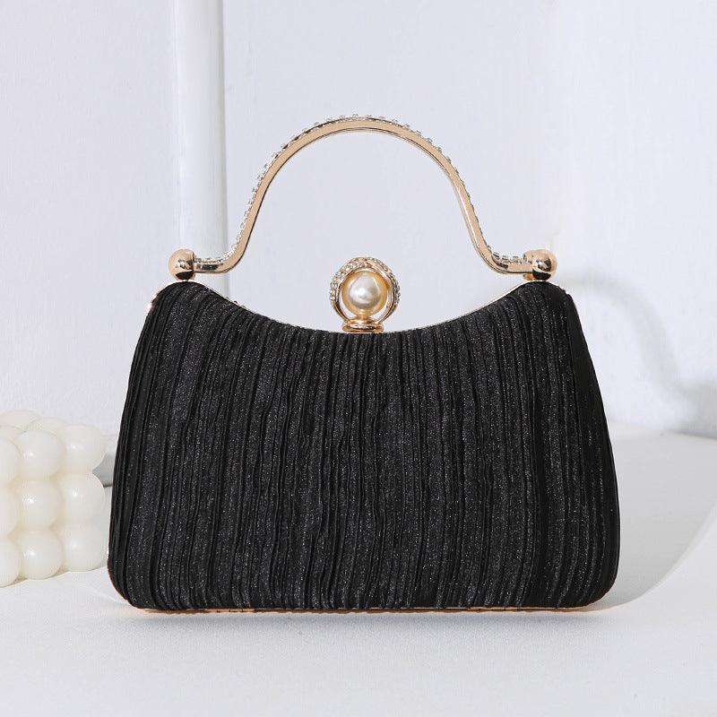 MAC071 Pearl Bag Banquet Bag Pleated Diamond Encrusted Handbag - SJB-DIAMOND ELITES