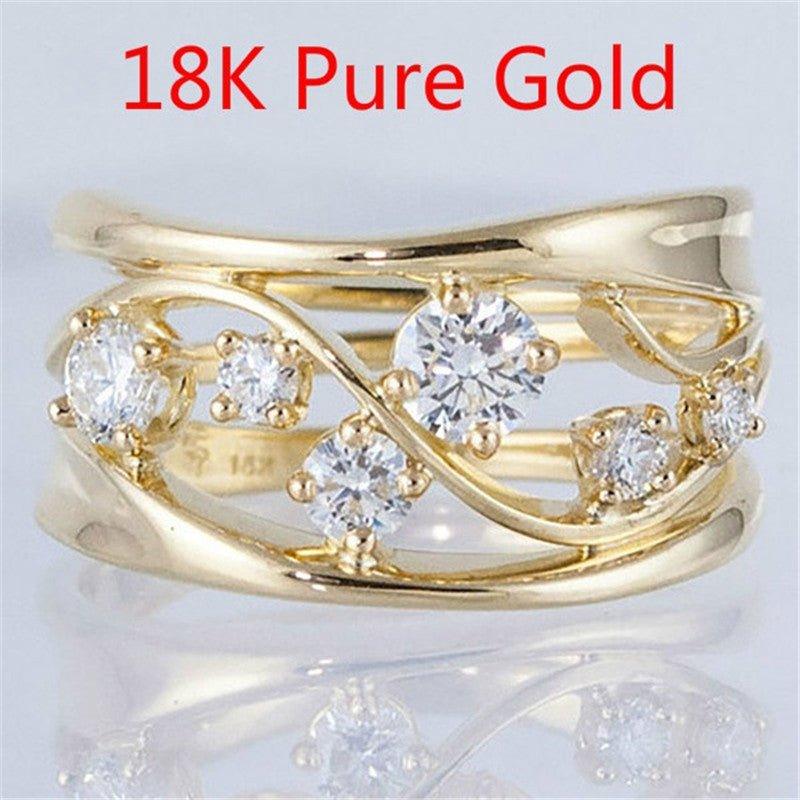 Wavy Geometric Line Gold Zirconia Ring(MAC072) - SJB-DIAMOND ELITES
