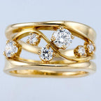 Wavy Geometric Line Gold Zirconia Ring(MAC072) - SJB-DIAMOND ELITES