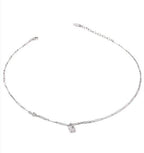 Brass Plated 18K Real Gold Light Luxury Style Zircon Inlaid Square Pendant Necklace(MAC073) - SJB-DIAMOND ELITES