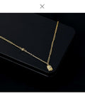 Brass Plated 18K Real Gold Light Luxury Style Zircon Inlaid Square Pendant Necklace(MAC073) - SJB-DIAMOND ELITES