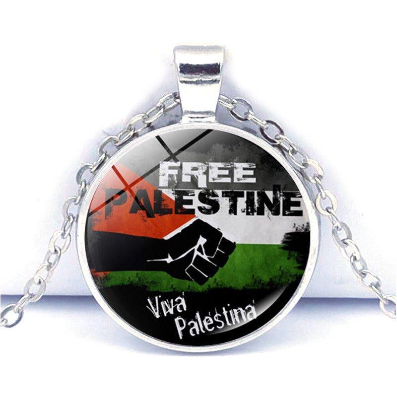 MAC076 Time Gem Palestine keffiyeh Anti-War Peace Pendant Necklace - SJB-DIAMOND ELITES