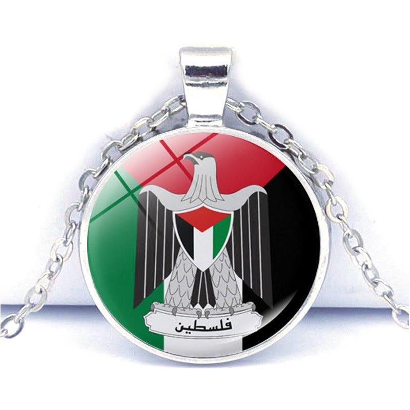 MAC076 Time Gem Palestine keffiyeh Anti-War Peace Pendant Necklace - SJB-DIAMOND ELITES