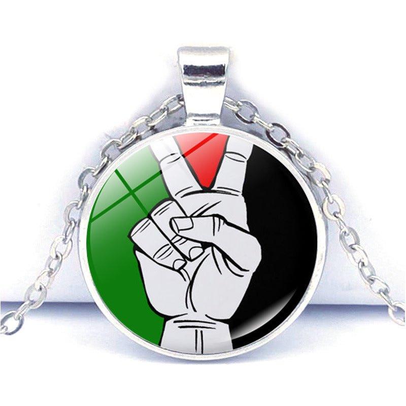 MAC076 Time Gem Palestine keffiyeh Anti-War Peace Pendant Necklace - SJB-DIAMOND ELITES