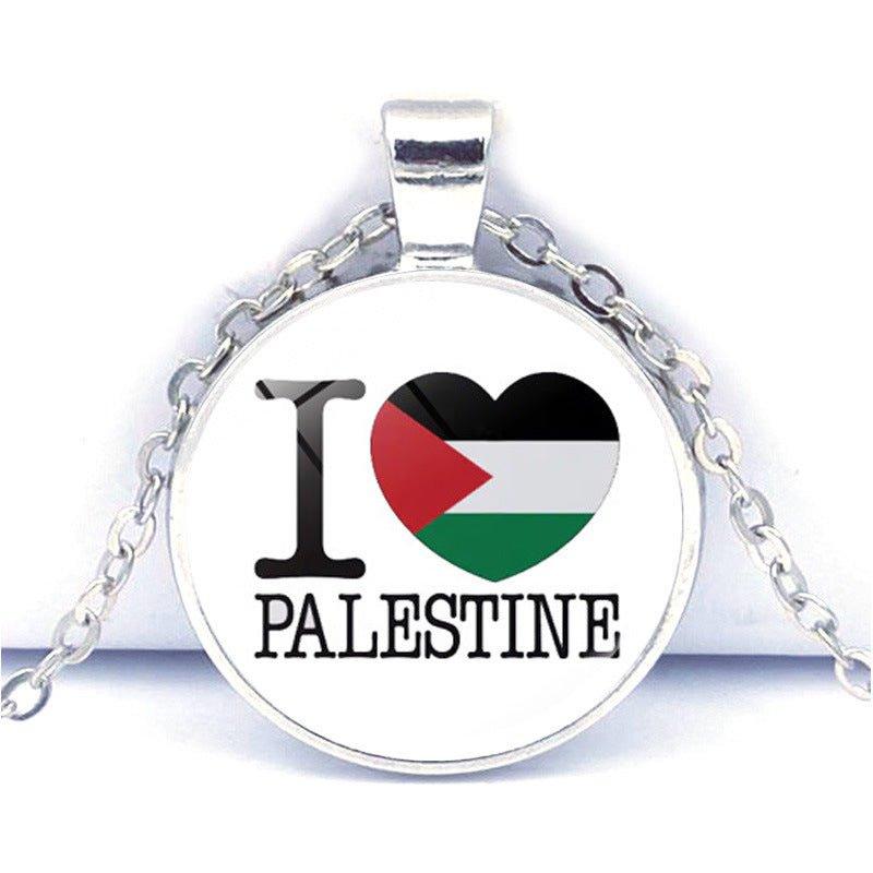 MAC076 Time Gem Palestine keffiyeh Anti-War Peace Pendant Necklace - SJB-DIAMOND ELITES