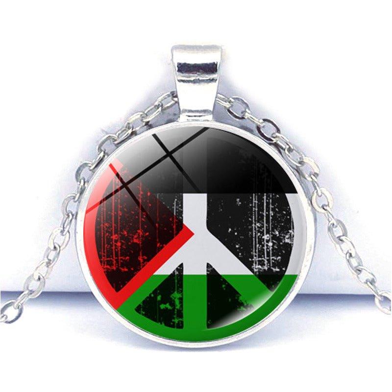 MAC076 Time Gem Palestine keffiyeh Anti-War Peace Pendant Necklace - SJB-DIAMOND ELITES