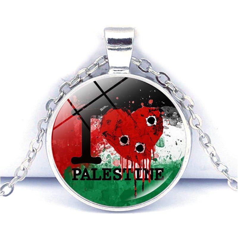 MAC076 Time Gem Palestine keffiyeh Anti-War Peace Pendant Necklace - SJB-DIAMOND ELITES