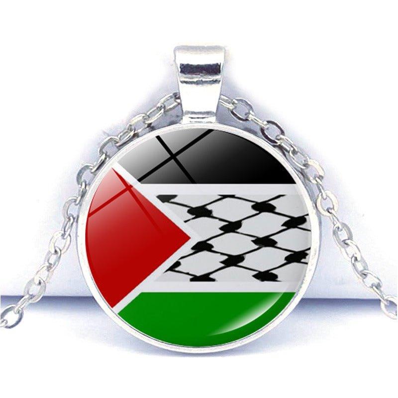MAC076 Time Gem Palestine keffiyeh Anti-War Peace Pendant Necklace - SJB-DIAMOND ELITES
