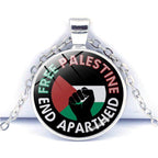 MAC076 Time Gem Palestine keffiyeh Anti-War Peace Pendant Necklace - SJB-DIAMOND ELITES