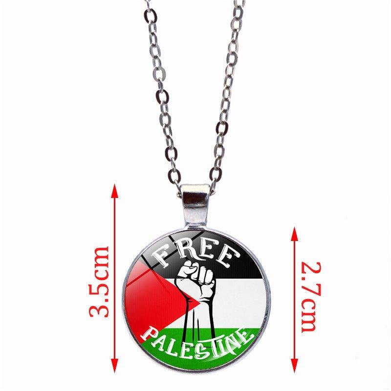 MAC076 Time Gem Palestine keffiyeh Anti-War Peace Pendant Necklace - SJB-DIAMOND ELITES