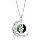 MAC077 Women's Versatile Silver keffiyeh Hollow Moon Pendant Necklace - SJB-DIAMOND ELITES