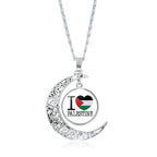 MAC077 Women's Versatile Silver keffiyeh Hollow Moon Pendant Necklace - SJB-DIAMOND ELITES