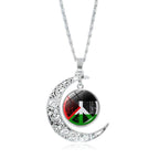 MAC077 Women's Versatile Silver keffiyeh Hollow Moon Pendant Necklace - SJB-DIAMOND ELITES