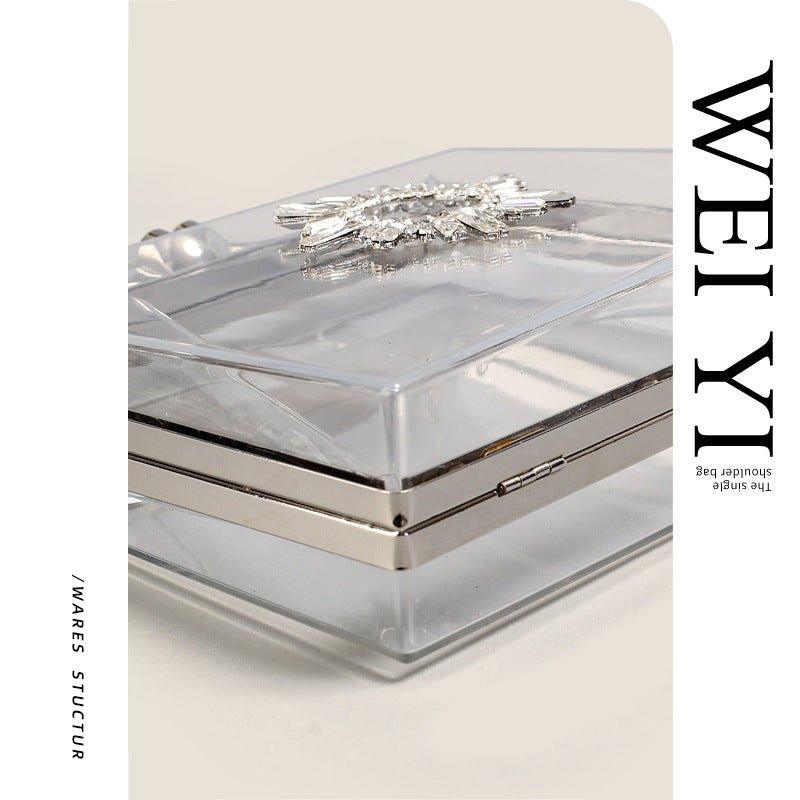 MAC082 Chain Crossbody Rhinestone Acrylic Transparent Evening Bag - SJB-DIAMOND ELITES