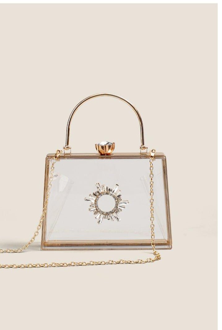MAC082 Chain Crossbody Rhinestone Acrylic Transparent Evening Bag - SJB-DIAMOND ELITES