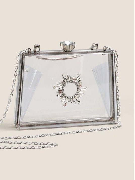 MAC082 Chain Crossbody Rhinestone Acrylic Transparent Evening Bag - SJB-DIAMOND ELITES