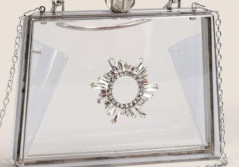 MAC082 Chain Crossbody Rhinestone Acrylic Transparent Evening Bag - SJB-DIAMOND ELITES