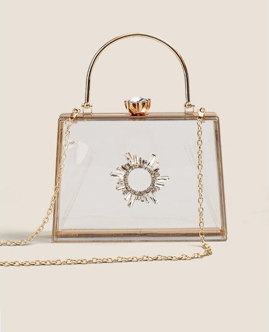 MAC082 Chain Crossbody Rhinestone Acrylic Transparent Evening Bag - SJB-DIAMOND ELITES