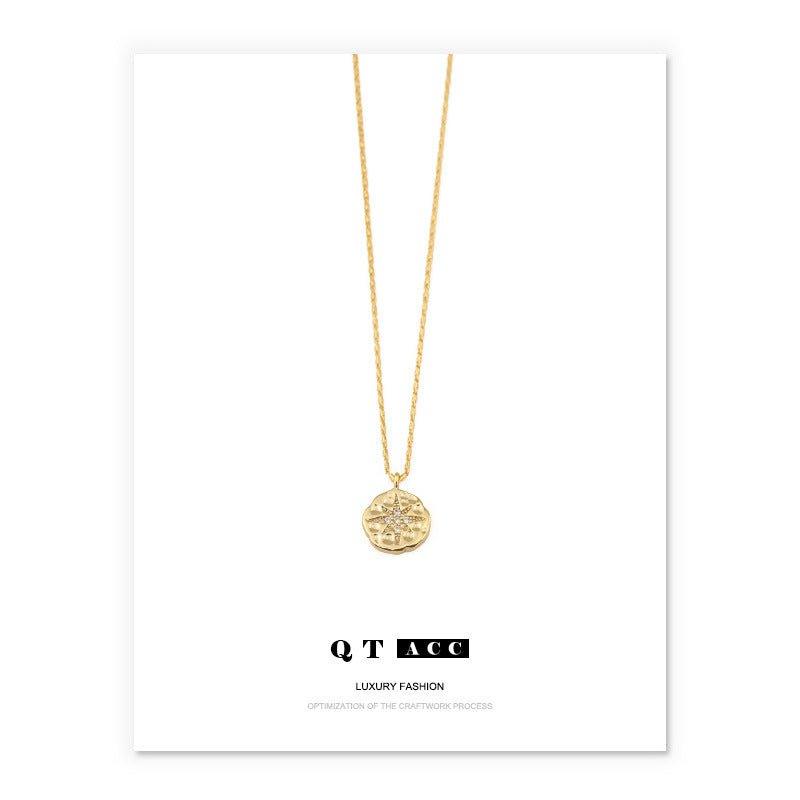 MAC084 North Star Coin Button Pendant Necklace - SJB-DIAMOND ELITES