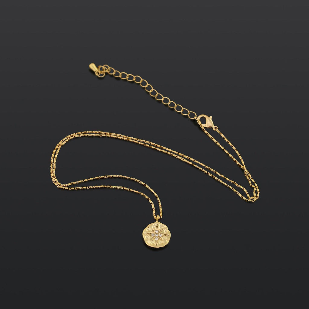 MAC084 North Star Coin Button Pendant Necklace - SJB-DIAMOND ELITES