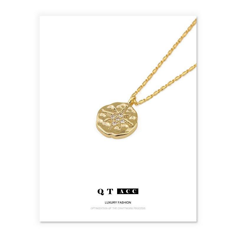 MAC084 North Star Coin Button Pendant Necklace - SJB-DIAMOND ELITES