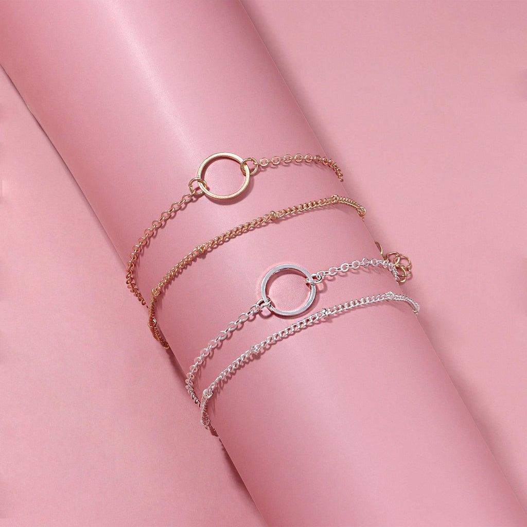 MAC085 Fashionable GeometricHollow Ring Simple Double Layer Bracelet - SJB-DIAMOND ELITES
