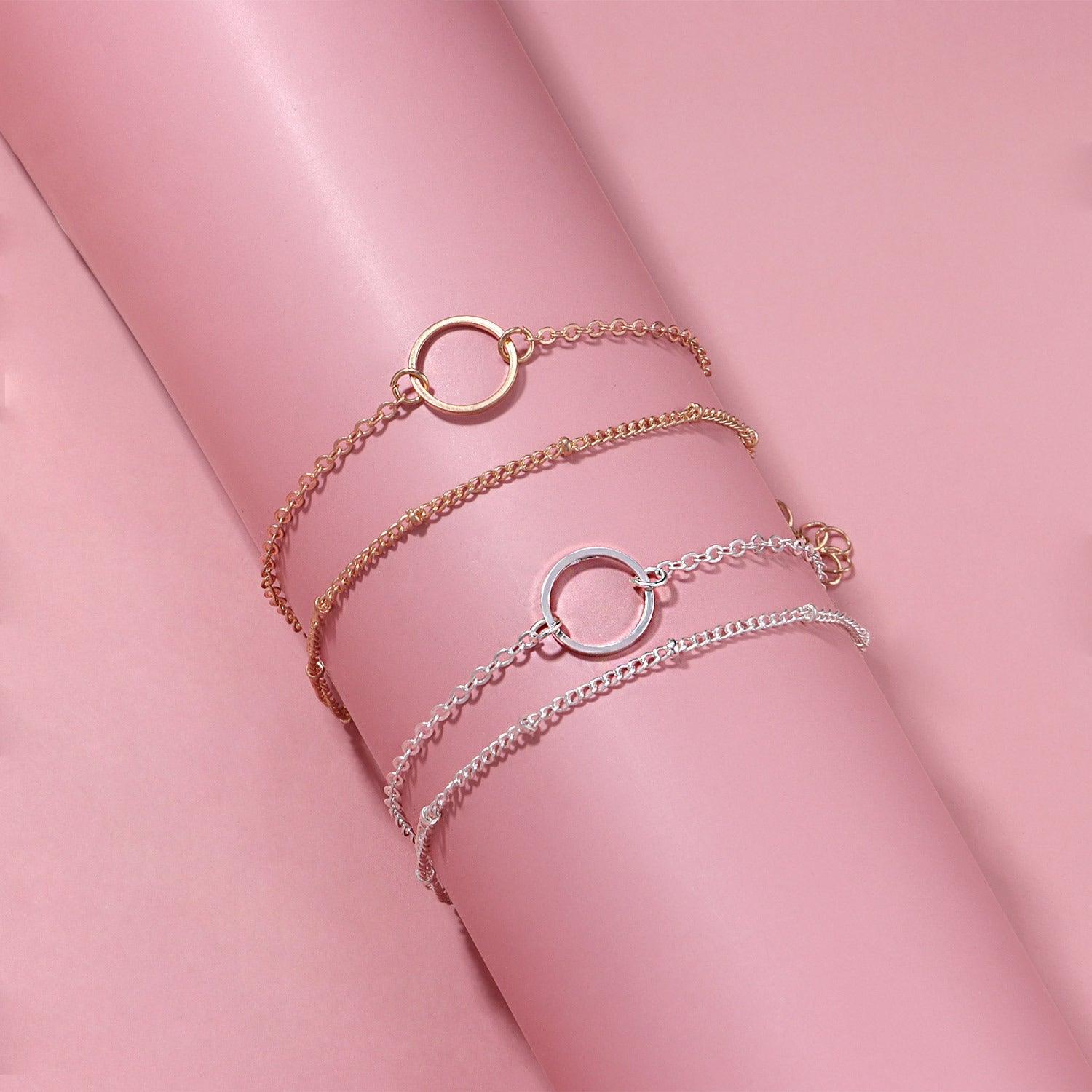 MAC085 Fashionable GeometricHollow Ring Simple Double Layer Bracelet - SJB-DIAMOND ELITES