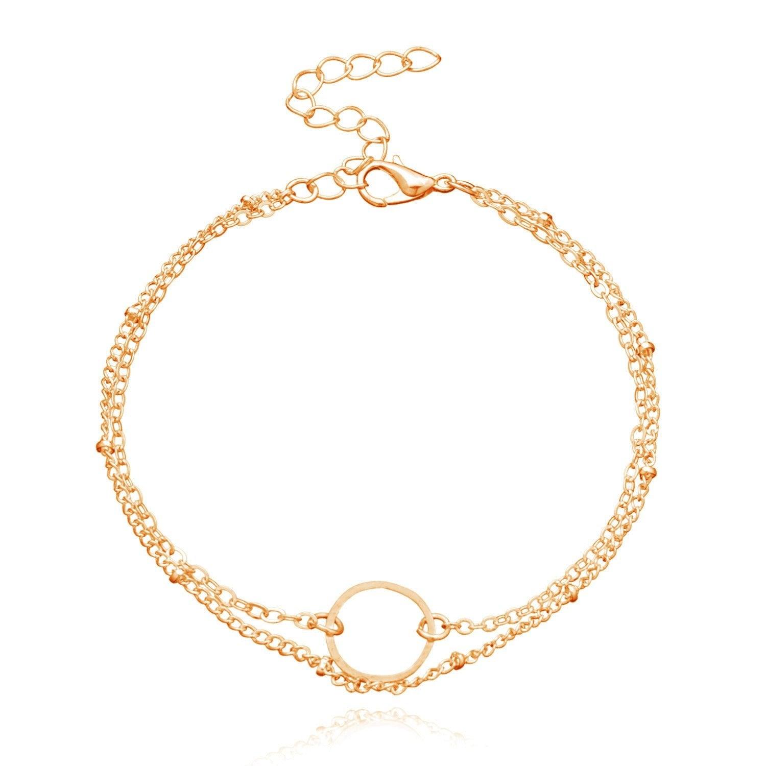 MAC085 Fashionable GeometricHollow Ring Simple Double Layer Bracelet - SJB-DIAMOND ELITES