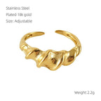 MAC086 Light Luxury Stainless Steel Open Adjustable Irregular Ring - SJB-DIAMOND ELITES